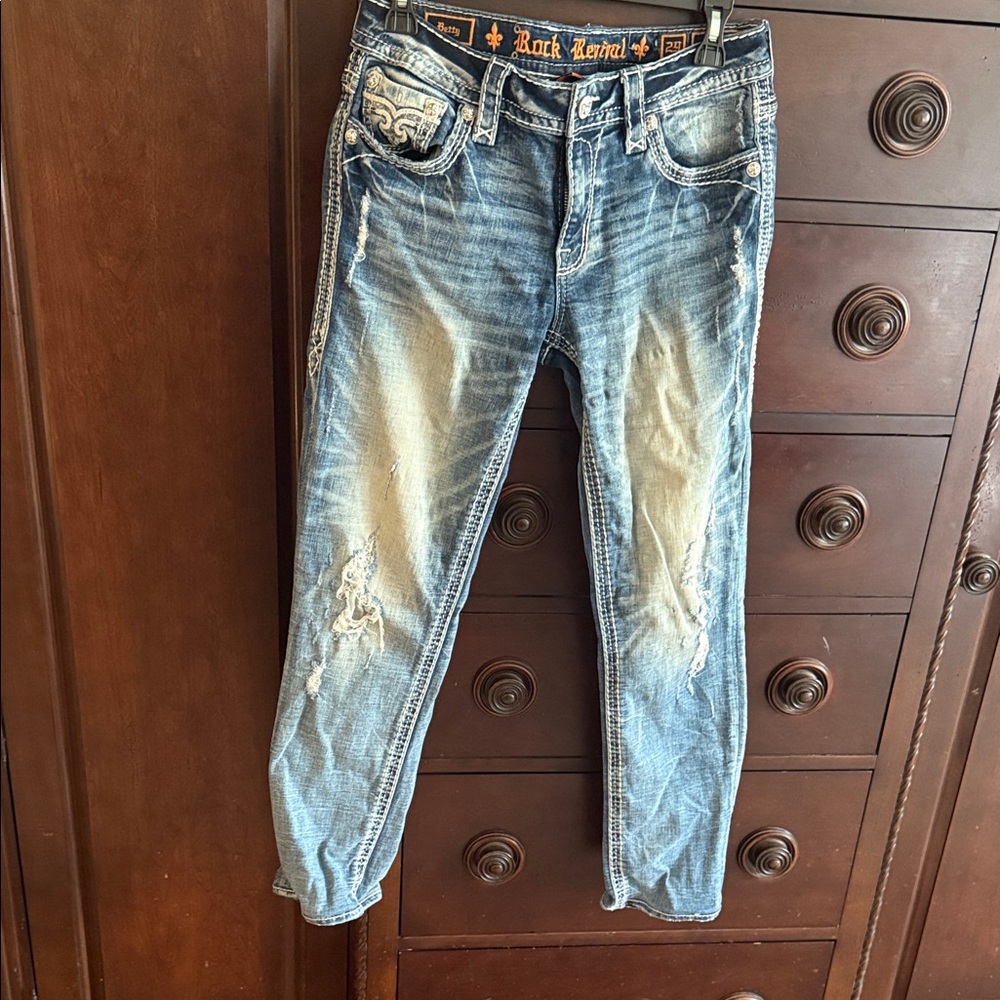 Rock Revival Faded Blue Denim Jeans